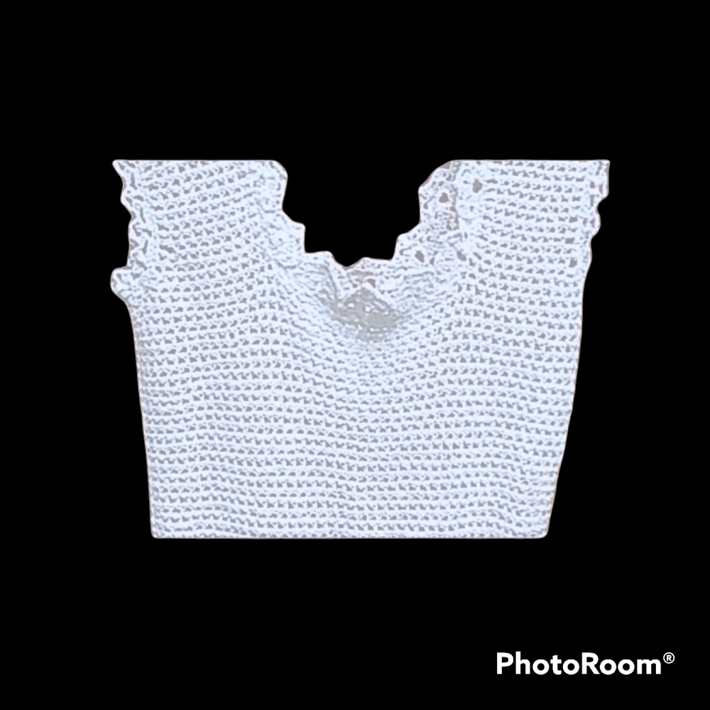 Handmade A-Line Prairie Wedding Gown Crochet Eyelet Lacey Fitted Bodice - Picture 3 of 12
